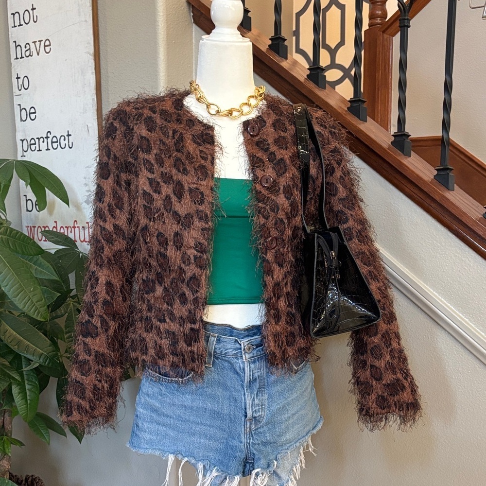 Gorgeous Vintage Russel Kemp Shaggy Leopard Print Women's Jacket 🤩